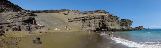 Green sand beach panoramic